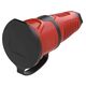Priza monofazica PCE, industrial/schuko cu capac, rosu/negru, IP44/54, mobila, 2P+E, 16A , 2511-rs