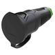 Priza monofazica PCE, industrial/schuko cu capac, negru/verde, IP44/54, mobila, 2P+E, 16A , 2521-shu