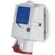Priza combinata trifazica/schuko Scame, IP44/54, aplicata, 3P+E, 16/16A , 513.1656-DN