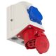 Priza combinata trifazica/schuko PCE, IP44, mobila, 3P+E, 16/16A , 9214-6w