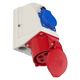 Priza combinata trifazica/schuko PCE, IP44, mobila, 3P+N+E, 32/16A , 9225-6w