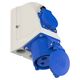 Priza combinata monofazica/schuko PCE, IP44, mobila, 2P+E, 32/16A , 9223-6w