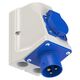 Priza/stecher combinat monofazic/schuko PCE, IP44, aplicata, 2P+E, 16/16A , 95213-6