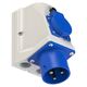 Priza/stecher combinat monofazic/schuko PCE, IP44, aplicata, 2P+E, 32/16A , 95223-6
