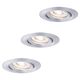 Set 3 spoturi LED Coin, incastrate, mobile, rotunde, argintiu, 4W, 2700K, IP23, Nova mini LED, Paulmann, 942.97