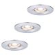 Set 3 spoturi LED Coin, incastrate, fixe, rotunde, crom, 4W, 2700K, IP44, Nova mini LED, Paulmann, 943.03