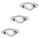 Set 3 spoturi LED, dimabil, mobile, incastrate, rotunde, crom mat, 6W, 3000K, IP20, Paulmann