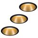 Set 3 spoturi LED, dimabile, incastrate, fixe, rotunde, negru/auriu mat, 6.5W, 2700K, IP44, Cole, Paulmann