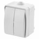 Intrerupator dublu Emos, aplicat, alb lucios, IP54, A1398.4