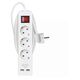 Prelungitor 3 posturi Emos, 2P+E + 2xUSB, intrerupator, 2 metri, alb, 16A, P1322RU