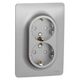 Priza 2P+E Schneider, dubla, incastrata, aluminiu, Noua Unica, NU206730