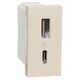 Priza modulara USB Schneider, bej, 1M, tip A/C, Noua Unica, NU301644