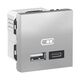 Priza modulara USB Schneider, aluminiu, 2M, dubla, tip A/C, Noua Unica, NU301830