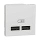 Priza modulara USB Schneider, alb, 2M, dubla, tip A/A, Noua Unica, NU341818