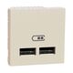 Priza modulara USB Schneider, bej, 2M, dubla, tip A/A, Noua Unica, NU341844