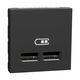 Priza modulara USB Schneider, antracit, 2M, dubla, tip A/A, Noua Unica, NU341854