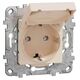 Priza modulara 2P+E Schneider, bej, cu capac opac, cu rama de fixare, 2M, 16A, Noua Unica, NU508244