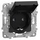 Priza modulara 2P+E Schneider, antracit, cu capac opac, cu rama de fixare, 2M, 16A, Noua Unica, NU508254