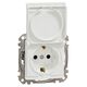 Mecanism priza 2P+E Schneider, cu obturatoare si capac, incastrat, alb, Sedna Design, SDD111024