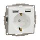 Mecanism priza 2P+E Schneider, cu 2 USB, incastrat, alb, IP20, Sedna Design, SDD111052