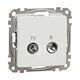 Mecanism priza TV-R  Schneider, intermediara, incastrat, 10dB, alb, Sedna Design, SDD111478R