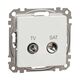 Mecanism priza TV-SAT Schneider, intermediara, incastrat, 10dB, alb, Sedna Design, SDD111478S