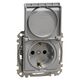 Mecanism priza 2P+E Schneider, cu obturatoare si capac, incastrat, aluminiu, Sedna Design, SDD113024