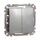 Mecanism intrerupator dublu 10A Schneider, incastrat, aluminiu, IP20, Sedna Design, SDD113118