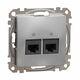 Mecanism priza RJ45 UTP cat.5e dubla, incastrat, aluminiu, Sedna Design, Schneider, SDD113452