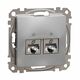 Mecanism priza RJ45 STP cat.5e dubla, incastrat, aluminiu, Sedna Design, Schneider, SDD113452S