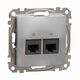 Mecanism priza RJ45 UTP cat.6A dubla, incastrat, aluminiu, Sedna Design, Schneider, SDD113467