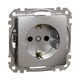 Mecanism priza 2P+E Schneider, cu obturatoare, incastrat, aluminiu patinat, Sedna Design, SDD170022