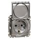 Mecanism priza 2P+E Schneider, cu obturatoare si capac, incastrat, aluminiu patinat, Sedna Design, SDD170024