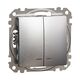 Mecanism intrerupator dublu 10A Schneider, incastrat, aluminiu patinat, IP20, Sedna Design, SDD170105L