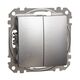 Mecanism intrerupator dublu 10A Schneider, incastrat, aluminiu patinat, IP20, Sedna Design, SDD170118