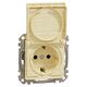 Mecanism priza 2P+E Schneider, cu obturatoare si capac, incastrat, mesteacan, Sedna Design, SDD180023