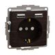 Mecanism priza 2P+E Schneider, cu 2 USB, incastrat, wenge, IP20, Sedna Design, SDD181052