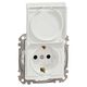 Mecanism priza 2P+E Schneider, cu obturatoare si capac, incastrat, alb, IP44, Sedna Design, SDD211023