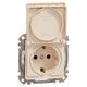 Mecanism priza 2P+E Schneider, cu obturatoare si capac, incastrat, bej, IP44, Sedna Design, SDD212023