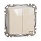 Mecanism intrerupator dublu 10A Schneider, incastrat, bej, IP44, Sedna Design, SDD212105