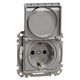 Mecanism priza 2P+E Schneider, cu obturatoare si capac, incastrat, aluminiu, IP44, Sedna Design, SDD213023