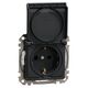 Mecanism priza 2P+E Schneider, cu obturatoare si capac, incastrat, antracit, IP44, Sedna Design, SDD214024