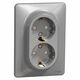 Priza 2P+E Schneider, dubla, incastrat, aluminiu, Sedna Design, SDD313221