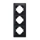 Rama decorativa aparataj unitar Videx, verticala, 3 posturi, negru grafit, plastic