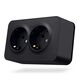 Priza 2P+E dubla Videx, aplicat, negru grafit, IP20, VF-BNS22G-B