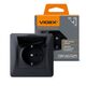 Priza 2P+E cu capac opac Videx, incastrat, negru grafit, IP20, VF-BNSK1GC-BG